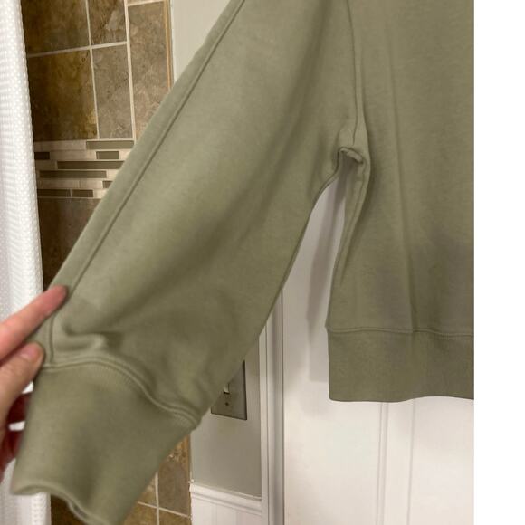 Uniqlo U Cotton Olive Green Crewneck Crop Length Sweatshirt Size Large - Picture 5 of 11